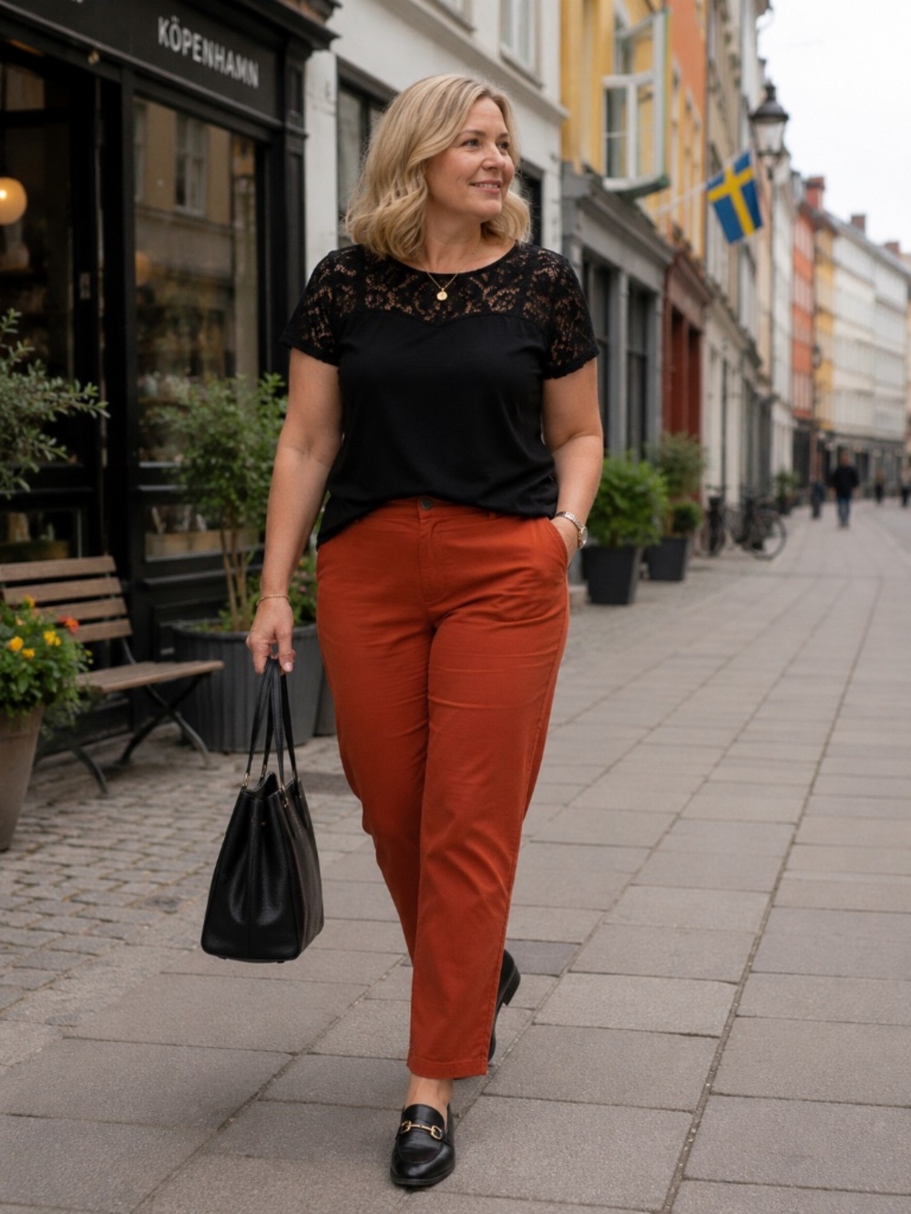 DIDI Pretty Different Cotton Blend Pants | EU 46 | US 12–14 | Rust Orange